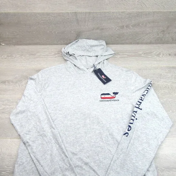 Vineyard Vines Graphic USA Hoodie Men's Size Medium Grey Heather Long Sleeve NEW - Picture 4 of 13